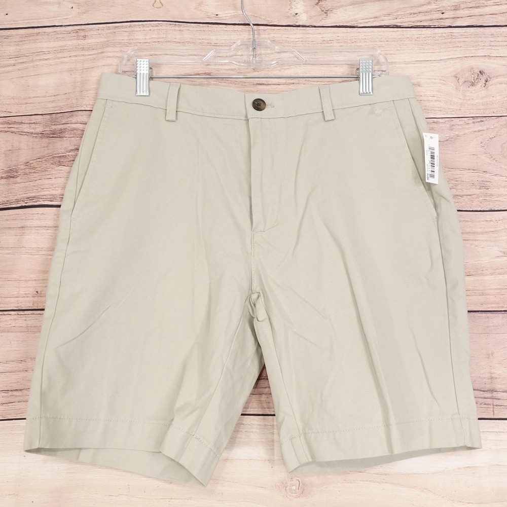 New! Amazon Essentials Shorts Mens 32 Beige Chino Slim Fit 9‎ Inseam Casual